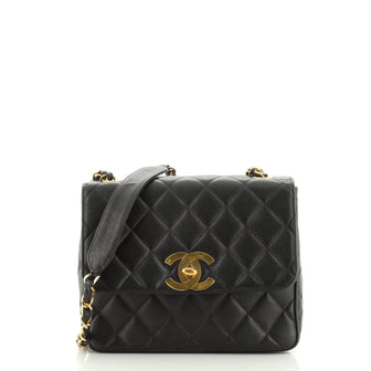 Chanel Vintage Square CC Flap Bag Quilted Caviar Medium