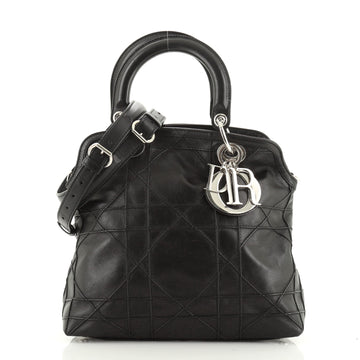 Christian Dior Granville Satchel Cannage Quilt Leather Medium