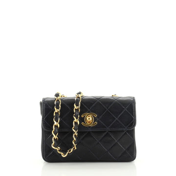 Chanel Vintage CC Chain Flap Bag Quilted Leather Extra Mini