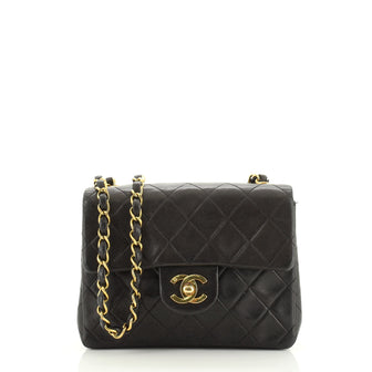 Chanel Vintage Square Classic Single Flap Bag Quilted Lambskin Mini