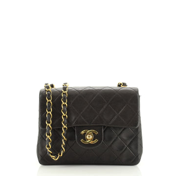 Chanel Vintage Square Classic Single Flap Bag Quilted Lambskin Mini