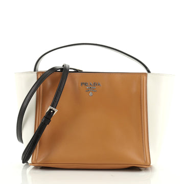 Prada Bicolor Convertible Bucket Handle Bag Soft Calfskin Small