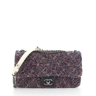 Chanel Aged Chain CC Flap Bag Quilted Tweed Medium