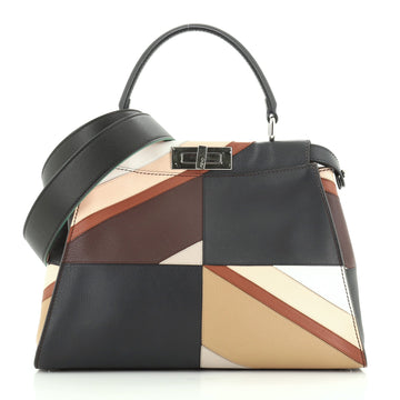 Fendi Color Block Peekaboo Bag Leather Regular