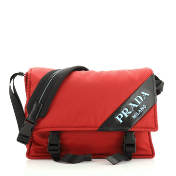 Prada Logo Stripe Messenger Bag Tessuto Medium