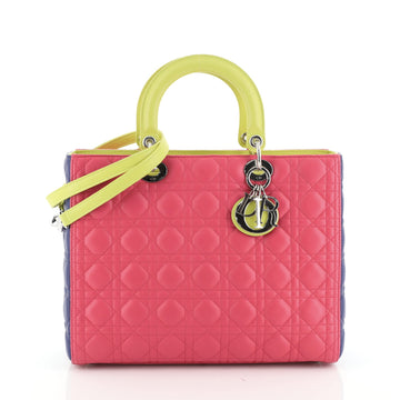 Tricolor Lady Dior Bag Cannage Quilt Lambskin Large