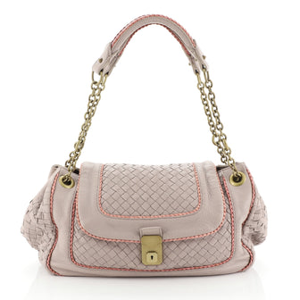 Bottega Veneta Pergamena Flap Shoulder Bag Intrecciato Nappa Medium