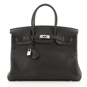 Hermes Birkin Handbag Black Togo with Palladium Hardware 35