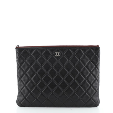 Chanel O Case Clutch Quilted Lambskin Small