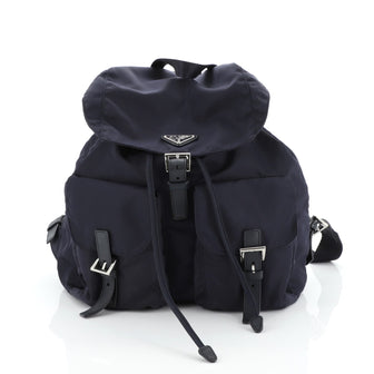 Prada Double Front Pocket Backpack Tessuto Medium