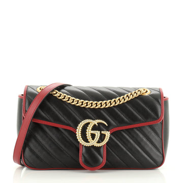 Gucci GG Marmont Flap Bag Diagonal Quilted Leather Small