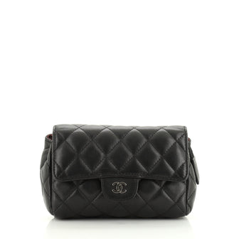 Chanel Flap Zip Cosmetic Case Quilted Lambskin Small