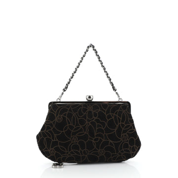 Chanel Camellia Frame Bag Embossed Suede 