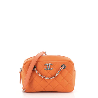 Chanel Coco Rain Camera Bag Quilted Rubberized Lambskin Small Orange 491316