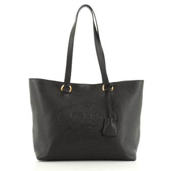 Prada Embossed Logo Tote Vitello Daino Medium