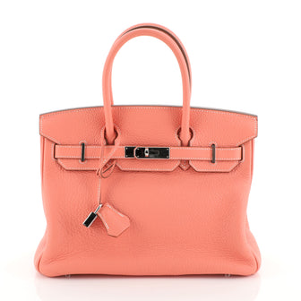 Hermes Birkin Handbag Pink Clemence with Palladium Hardware 30