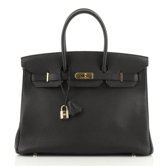 Hermes Birkin Handbag Black Togo with Gold Hardware 35