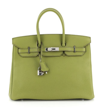 Hermes Birkin Handbag Green Togo with Palladium Hardware 35
