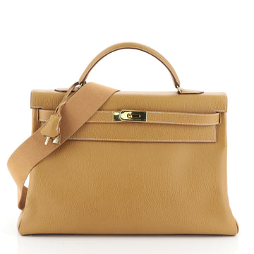 Hermes Kelly Handbag Brown Ardennes with Gold Hardware 40