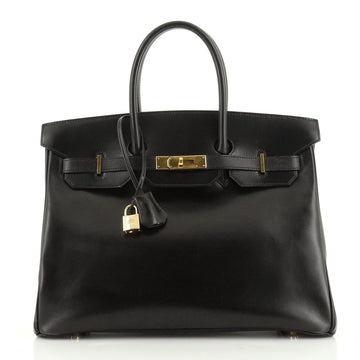 Hermes Birkin Handbag Black Box Calf with Gold Hardware 35
