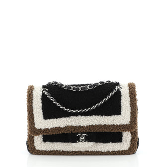 Chanel Classic Double Flap Bag Shearling Medium