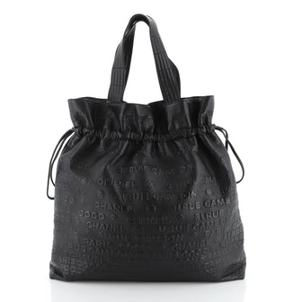 Chanel Unlimited Drawstring Tote Embossed Leather Large
