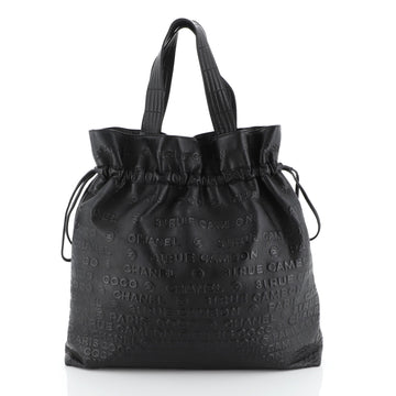 Chanel Unlimited Drawstring Tote Embossed Leather Large