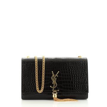Saint Laurent Classic Monogram Tassel Crossbody Bag Crocodile Embossed Leather Medium