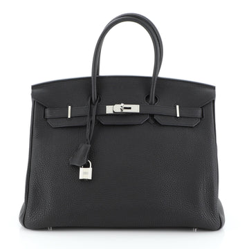Hermes Birkin Handbag Black Togo with Palladium Hardware 35