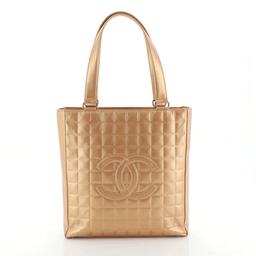 Chanel Chocolate Bar CC Tote Quilted Leather North South