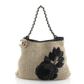 Chanel Coco Country Camellia Tote Woven Straw Large