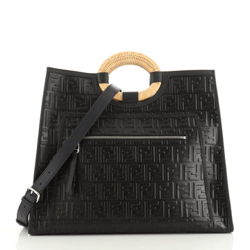 Fendi Runaway Tote Logo Embossed Leather Large