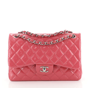 Chanel Classic Double Flap Bag Quilted Patent Jumbo