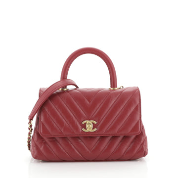 Chanel Coco Top Handle Bag Chevron Calfskin Mini