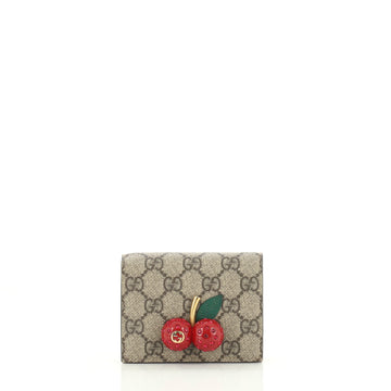 Gucci Cherries Flap Card Case GG Coated Canvas 