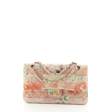 Chanel Classic Double Flap Bag Tropical Flower Print Quilted Lambskin Medium