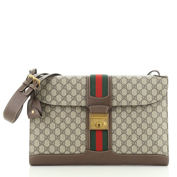 Gucci Padlock Web Messenger Bag GG Coated Canvas Large