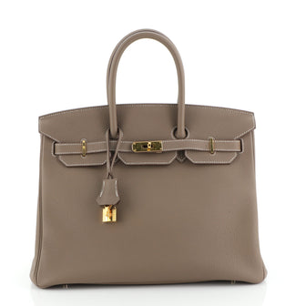 Hermes Birkin Handbag Grey Togo with Gold Hardware 35