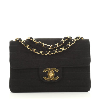 Chanel Vintage CC Chain Flap Bag Horizontal Quilt Jersey Jumbo