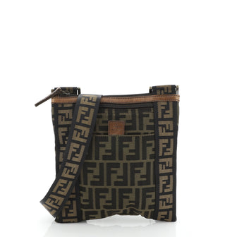 Fendi Vintage Flat Crossbody Bag Zucca Canvas Small