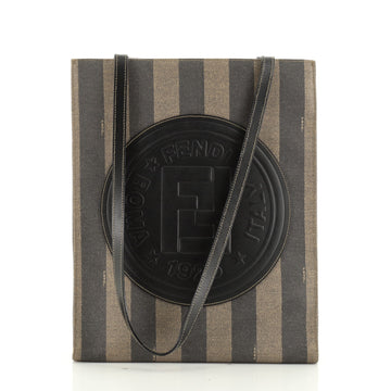 Fendi Pequin Shopping Tote Canvas and Leather Tall