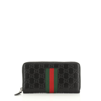 Gucci Web Zip Around Wallet Guccissima Leather 