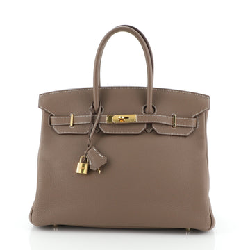 Hermes Birkin Handbag Grey Togo with Gold Hardware 35