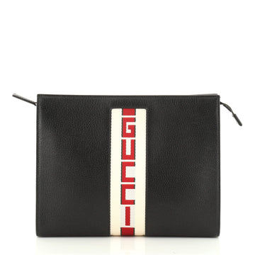 Gucci Logo Stripe Pouch Leather 