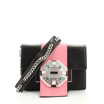 Prada Crystal Ribbon Shoulder Bag City Calfskin Small