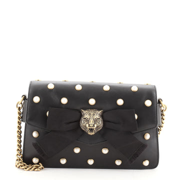 Gucci Animalier Broadway Bow Flap Bag Embellished Leather Mini