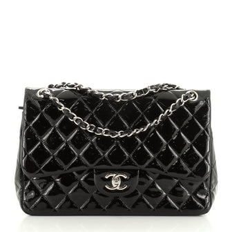 Chanel Classic Double Flap Bag Quilted Patent Jumbo