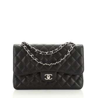 Chanel Classic Double Flap Bag Quilted Caviar Jumbo