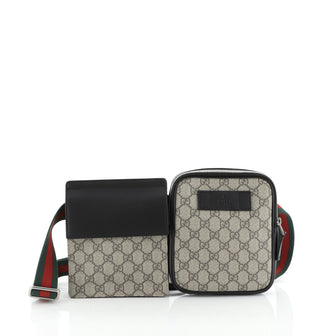 Gucci Double Web Belt Bag GG Coated Canvas with Leather 
