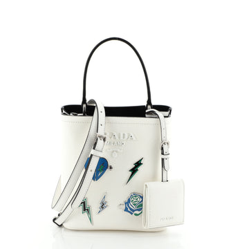 Convertible Bucket Bag Embellished Saffiano Leather Mini